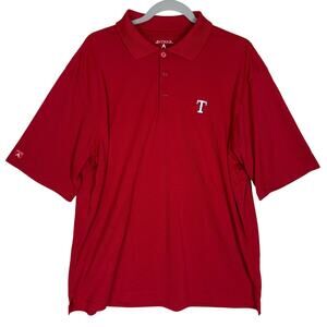 Texas Rangers Antigua Polo Shirt Men's‎ Large Red Short Sleeve Collared Sports
